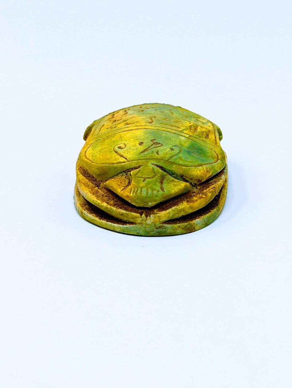 Antique Egyptian Green Faience "Heart Scarab" (c. 664-332 B.C.)