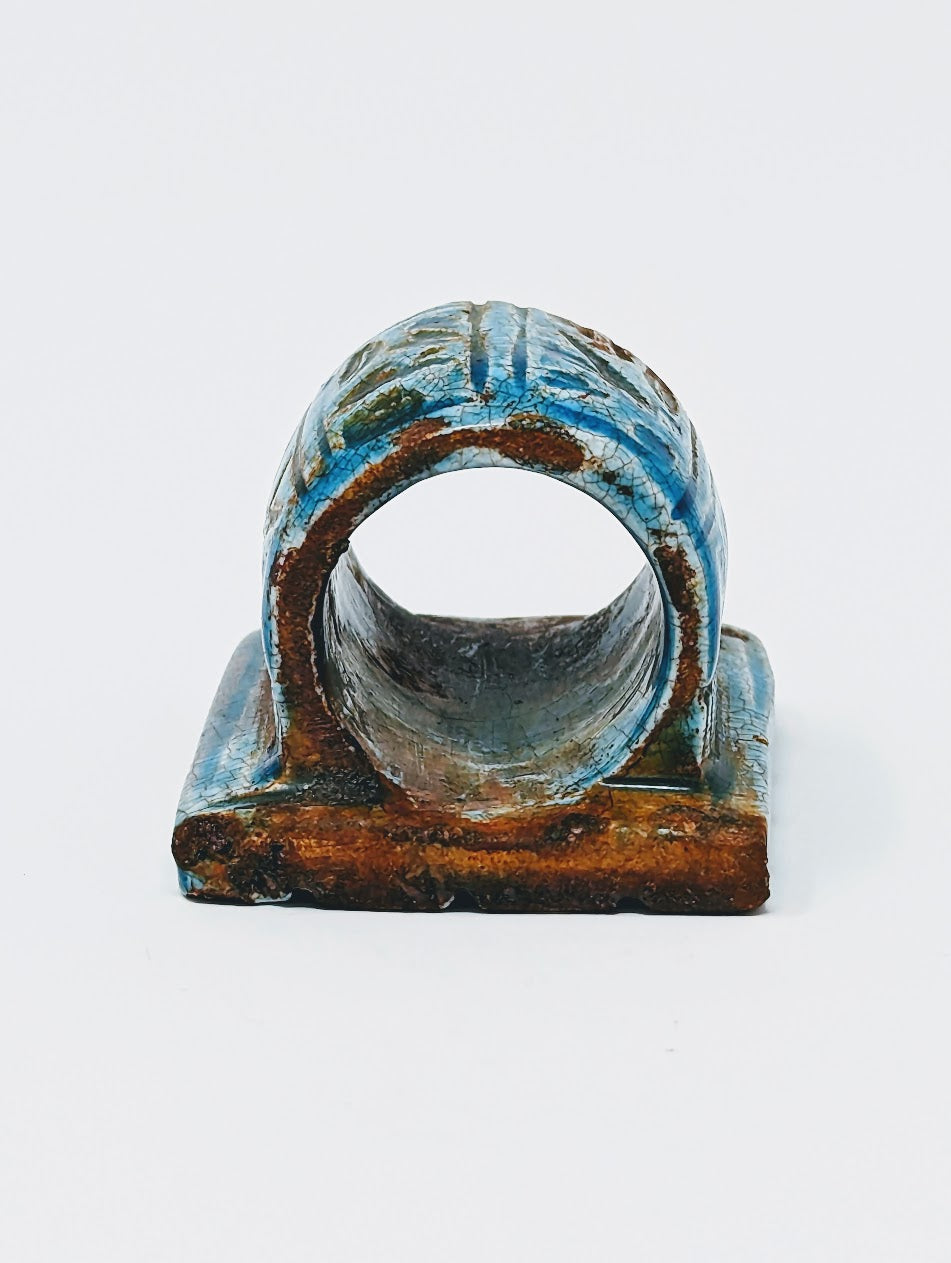 Antique Egyptian Faience-Glazed Ring with Hieroglyphics (c.664-332 B.C.)