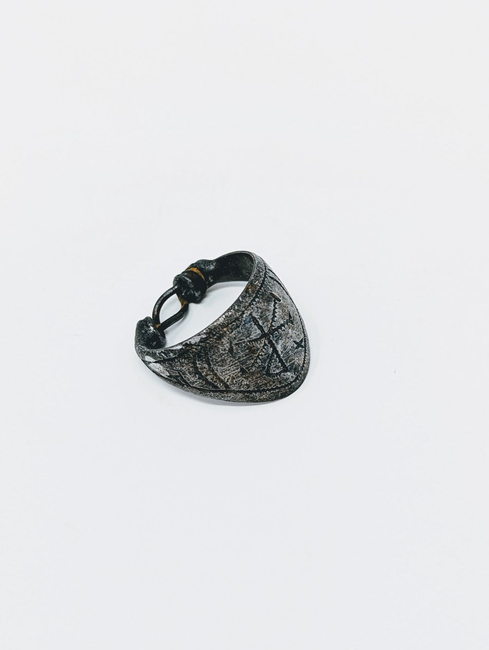 Antique Roman Silver Legionary Archer's Ring with Inscription on Bezel