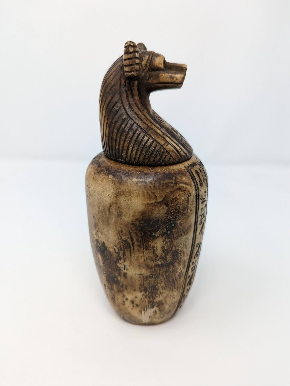 RARE Antique “Grand Tour” Alabaster Egyptian Canopic Jar (c. 1780-1920)