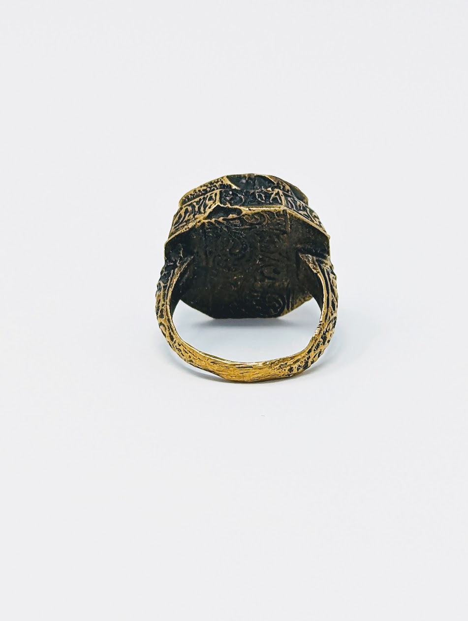 Antique Phoenician Ring with Mosaic Glass Center-Stone (c. 300 A.D.)
