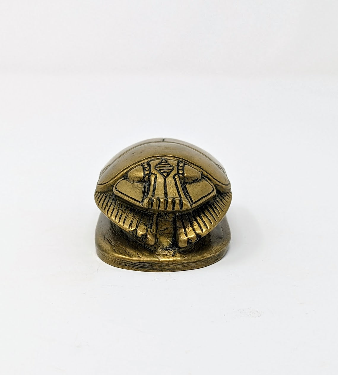 RARE Antique Grand Tour/Egyptian Revival Brass Scarab with Hieroglyphics