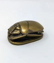 RARE Antique Grand Tour/Egyptian Revival Brass Scarab with Hieroglyphics