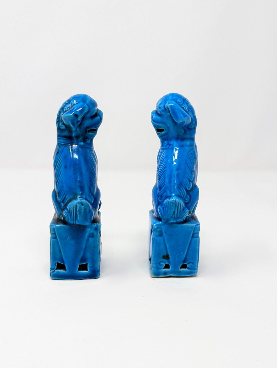 Vintage Chinese Turquoise Blue Foo Dog Sculptures